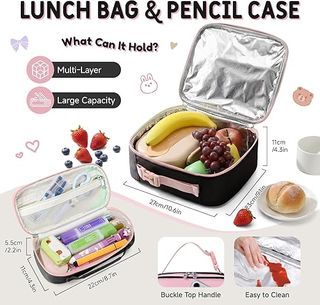 Amythe mochila 22L 4 piezas niña kawaii Negra Rosa