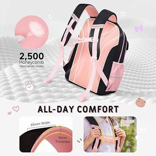 Amythe mochila 22L 4 piezas niña kawaii Negra Rosa