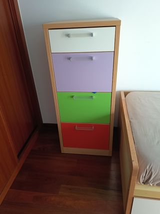 Cama nido 90cm haya con sinfonier y pequeño mueble