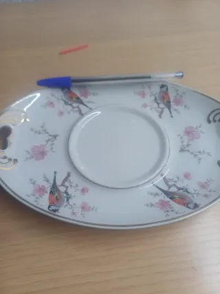 Bandeja cerámica con jilgueros