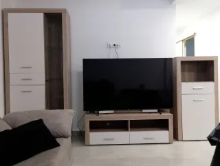 Muebles de salón madera y cristal