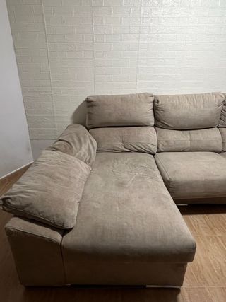 Sofá Chaiselongue Beige/Marrón