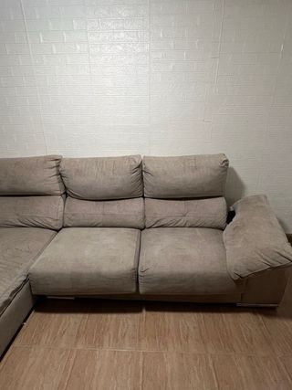 Sofá Chaiselongue Beige/Marrón