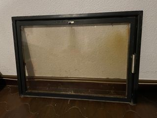 Puerta de chimenea cristal y forjado