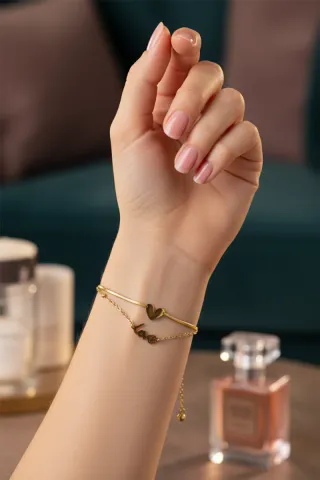 Pulsera Love Acero Corazón Doble Capa