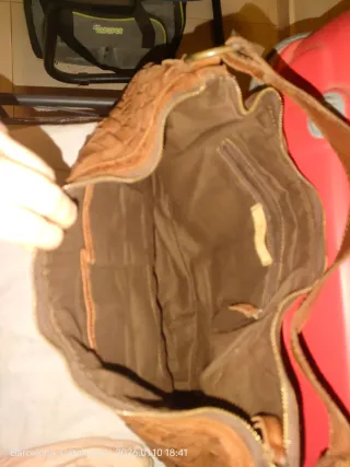 Bolso de cuero tejido marrón