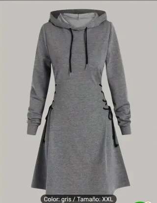 Vestido con capucha gris