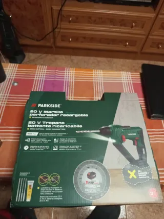 Parkside Martillo Perforador 20V + Maletín+Brocas,
