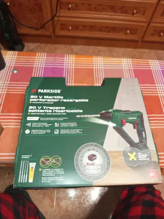 Parkside Martillo Perforador 20V + Maletín+Brocas,