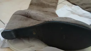 Stivali donna camoscio zeppa marrone