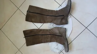 Stivali donna camoscio zeppa marrone