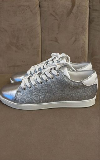 Jimmy Choo Miami Glitter Sneakers Plata