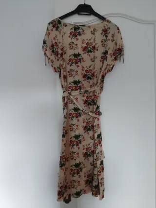 Vestido floral beige mujer