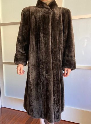 Abrigo Piel de Marta Rasado Marrón T/M