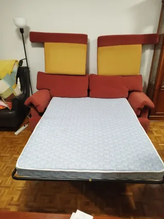 Sofá Cama Rojo Tela