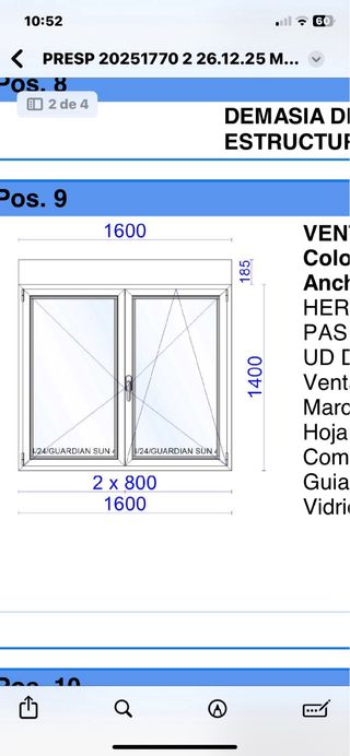 Ventanas de aluminio.  4 puertas  4 ventanas.