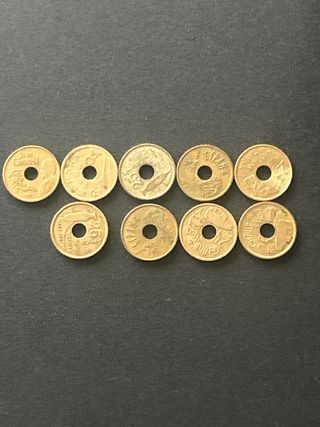Lote 9 monedas 25 pesetas