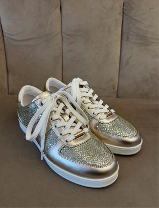 Jimmy Choo Teri Sneakers Champagne Glitter