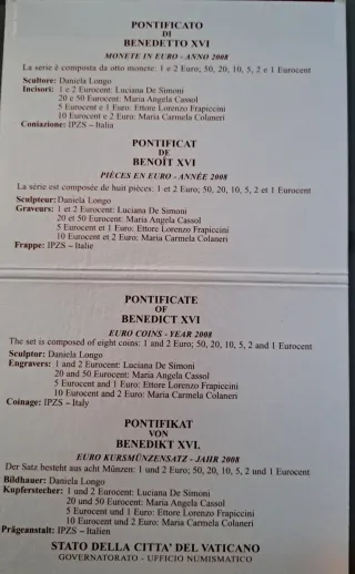 Monete Serie Divisionale Vaticano 2008