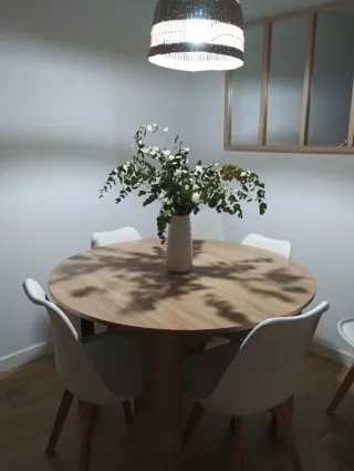 Mesa comedor extensible redonda madera