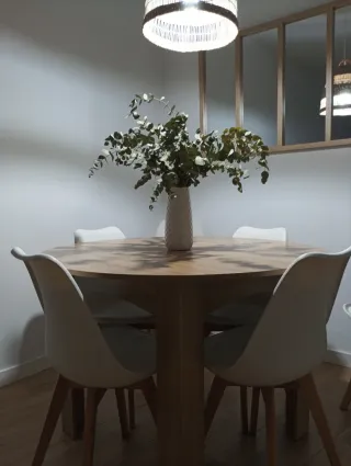 Mesa comedor extensible redonda madera