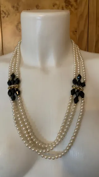 Collana vintage perle e strass