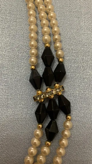 Collana vintage perle e strass