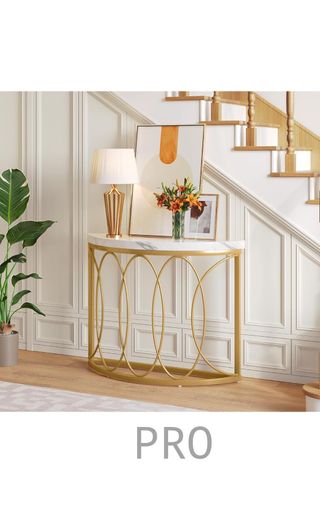 Tavolo consolle dorato, tavolino Tribesigns