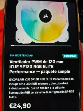 4 Ventiladores Corsair SP120 PWM Elite RGB Blancos