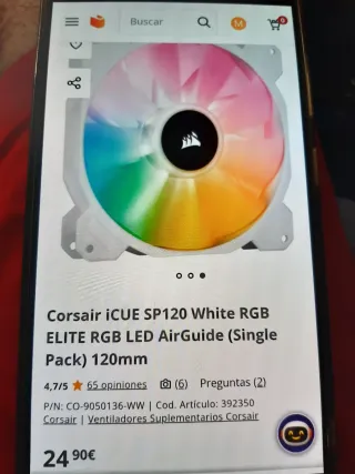 4 Ventiladores Corsair SP120 PWM Elite RGB Blancos
