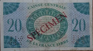 Billete 20 Francos Francia Libre