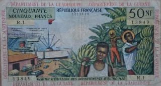 Billete 50 Nuevos Francos Guayana Guadalupe France