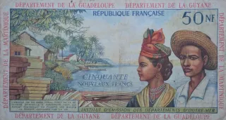Billete 50 Nuevos Francos Guayana Guadalupe France