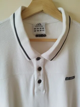 Polo Adidas vintage 2003 blanco XL retro Y2K