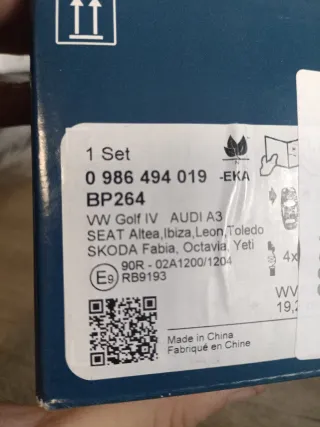 Pastillas de Freno Bosch BP264 Delanteras