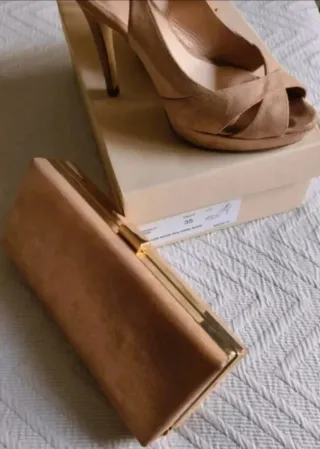 Conjunto fiesta zapatos TALLA35, bolso,collar,flor