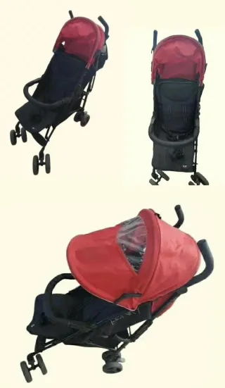 Silla de paseo en color negro y rojo.