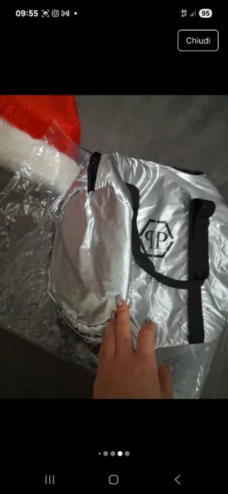 Borsone Philipp Plein Argento Nuovo