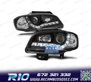 FAROS PARA SEAT IBIZA CORDOBA 6K2 99-02 LUZ DIURNA FONDO NEG