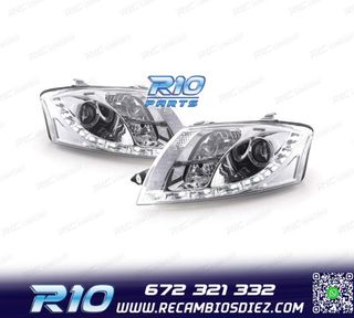 FAROS AUDI TT 98-05 LUZ DIURNA LED FONDO CROMO