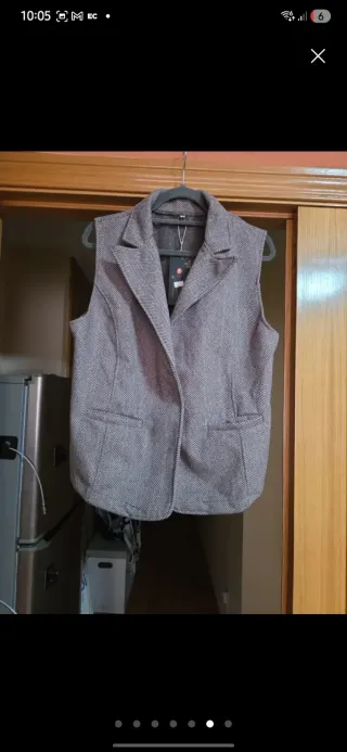 Chaleco estilo blazer espiga gris Talla XL