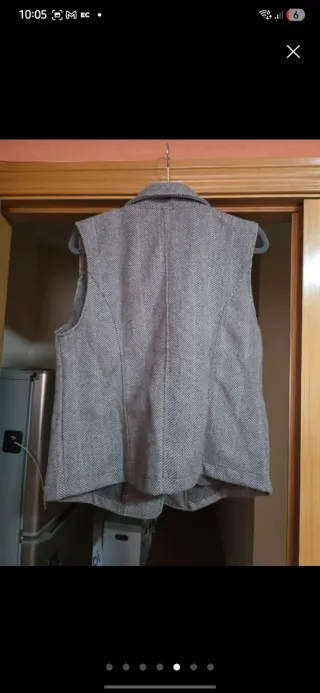 Chaleco estilo blazer espiga gris Talla XL