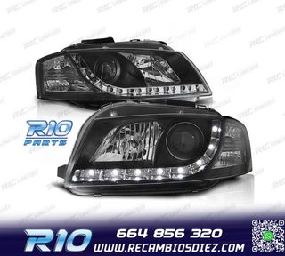 FAROS AUDI A3 8P LUZ DIURNA REAL FONDO NEGRO