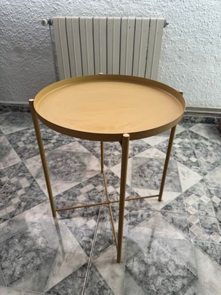 Mesa auxiliar redonda metal mostaza