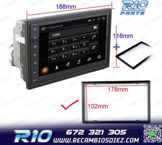 RADIO 9" GPS ANDROID 13 2DIN TÁCTIL BLUETOOTH USB SD