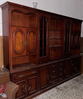 Mueble antiguo madera y cristal