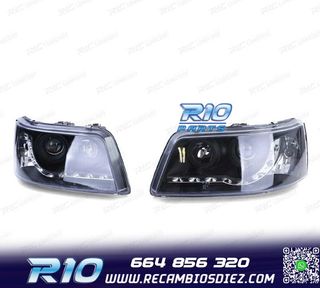 FAROS VOLKSWAGEN VW T5 03-09 LUZ LED DIURNA FONDO NEGRO