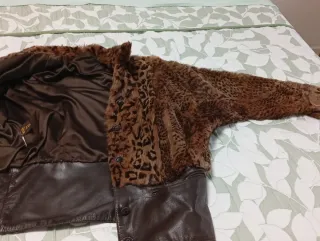 Abrigo vintage piel leopardo y cuero