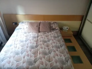 Cama Matrimonio Madera y Cristal