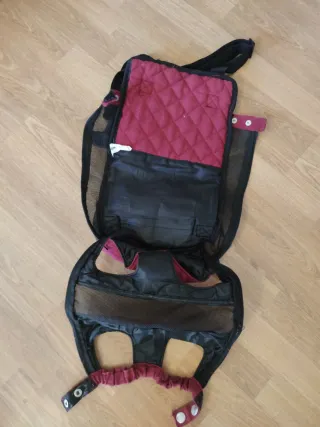Transportín mochila perro negro/rojo